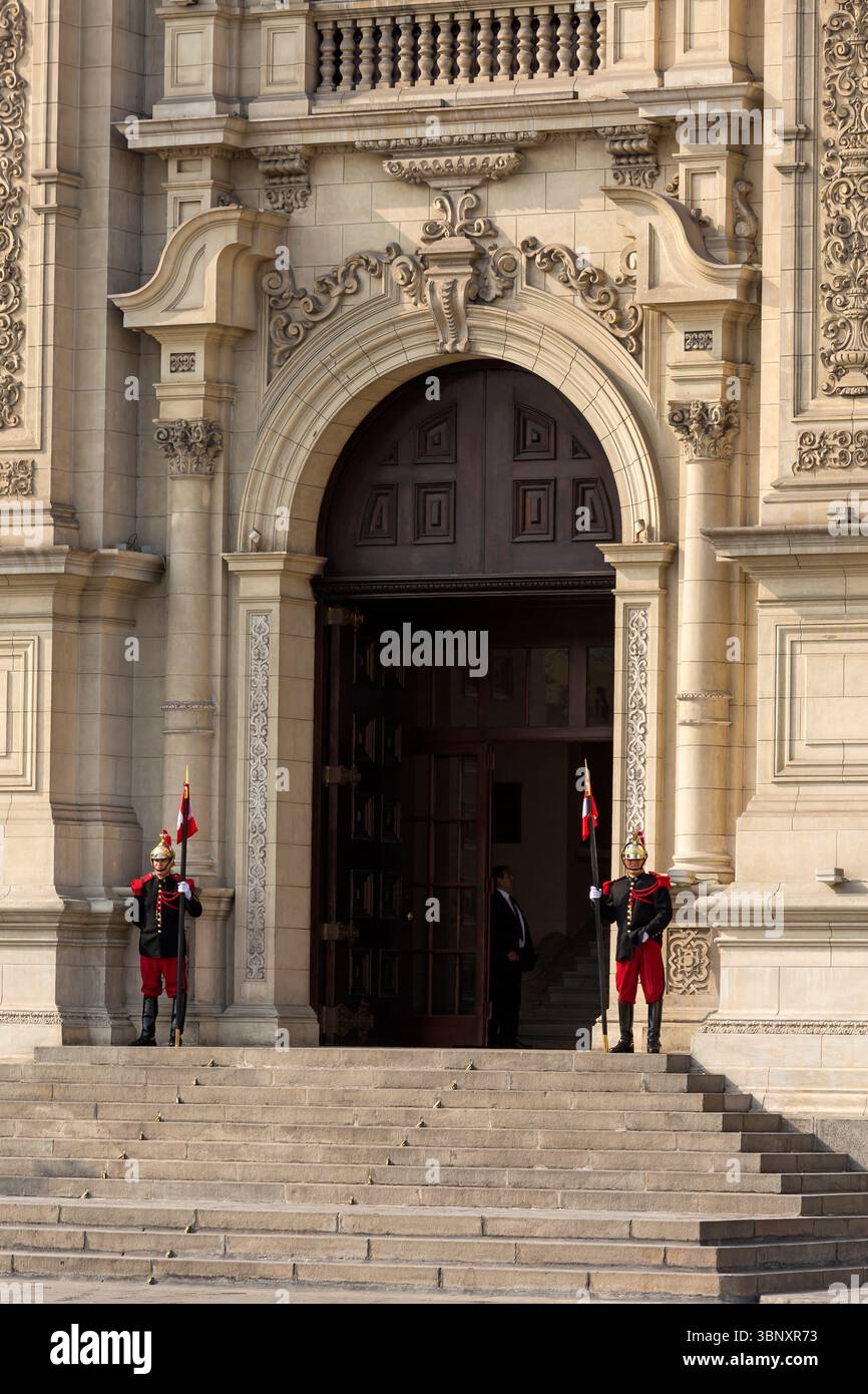 Government Palace. Plaza de Armas, Lima Downtown, Perú Stock Photo