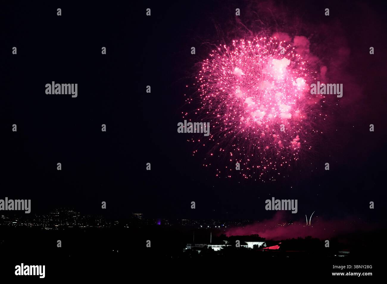 Fireworks Exploding Fourth Fireworks explode near the Washington Monument during a Fourth of July ...