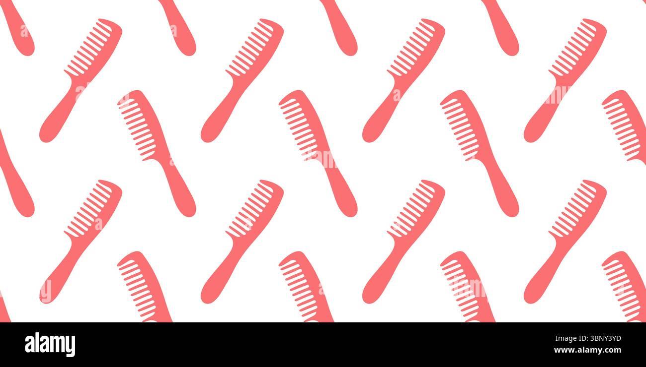 Pattern of pink combs on a white background suitable for various design projects Stock Vector