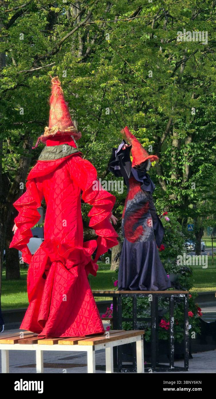 Street performers performing during the Sermuksnis festival in Klaipeda, Lithuania. - Smartphone Captured Stock Image