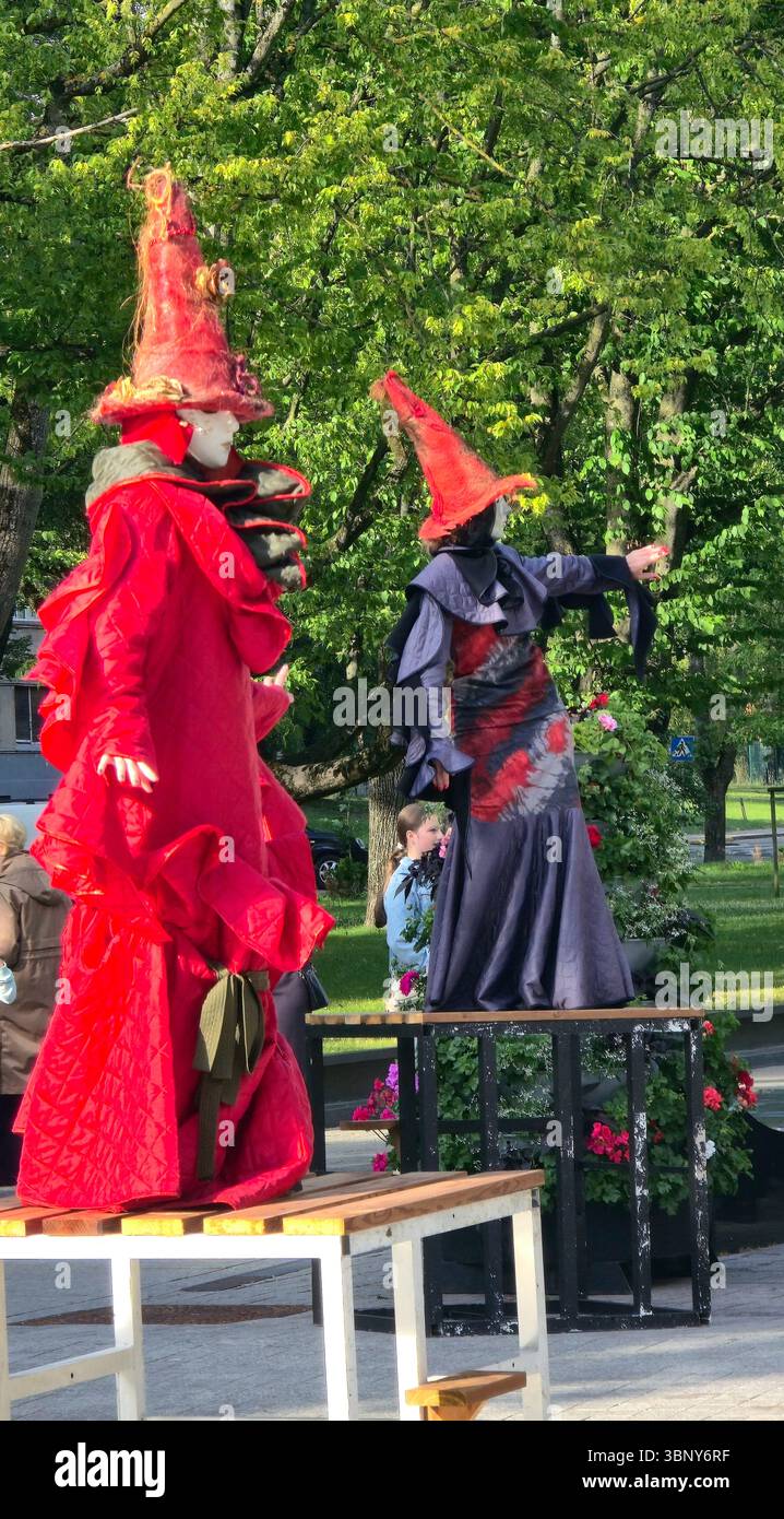 Street performers performing during the Sermuksnis festival in Klaipeda, Lithuania. - Smartphone Captured Stock Image