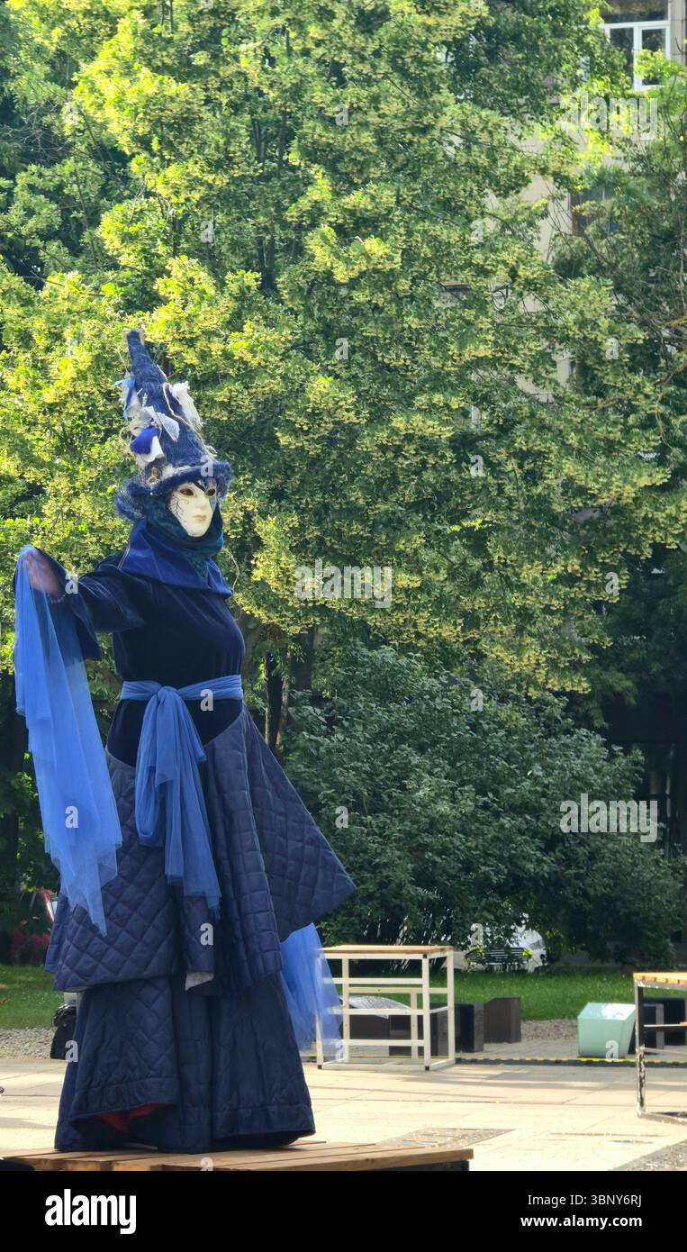 Street performers performing during the Sermuksnis festival in Klaipeda, Lithuania. - Smartphone Captured Stock Image