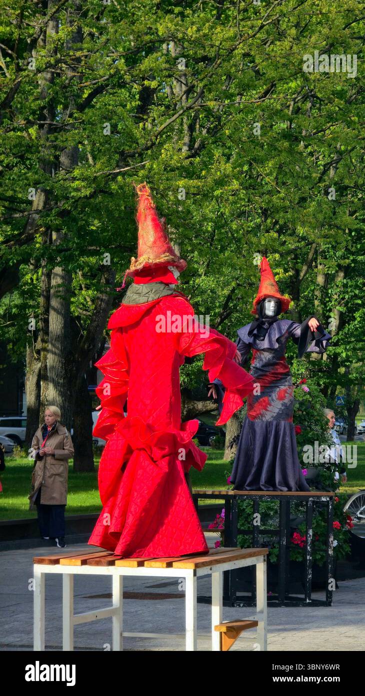Street performers performing during the Sermuksnis festival in Klaipeda, Lithuania. - Smartphone Captured Stock Image