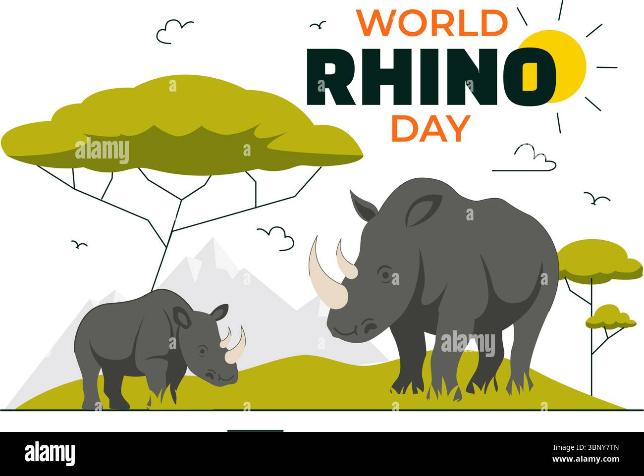 World Rhino Day Vector Illustration on September 22 for Rhino Lovers ...