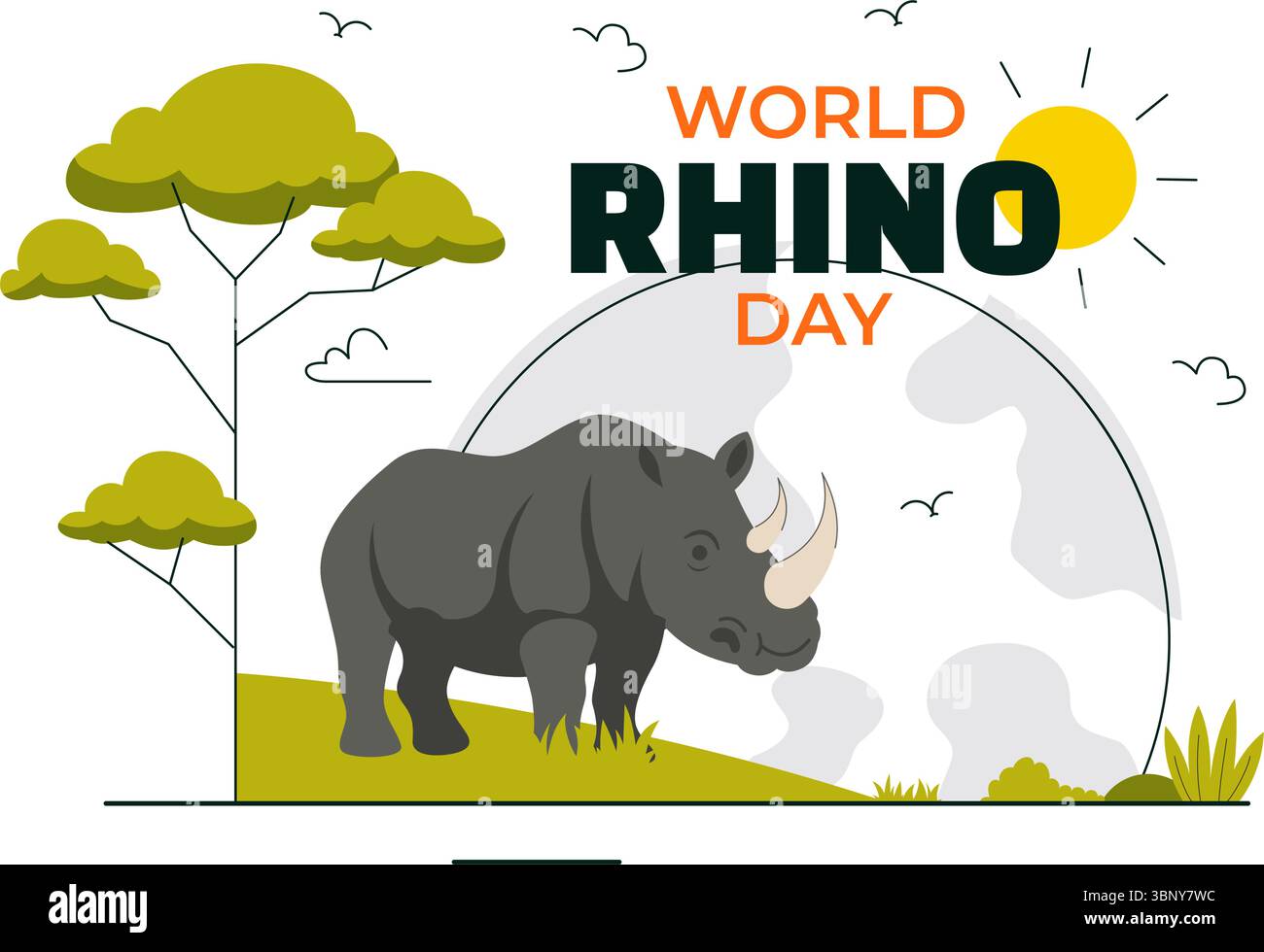World Rhino Day Vector Illustration on September 22 for Rhino Lovers ...