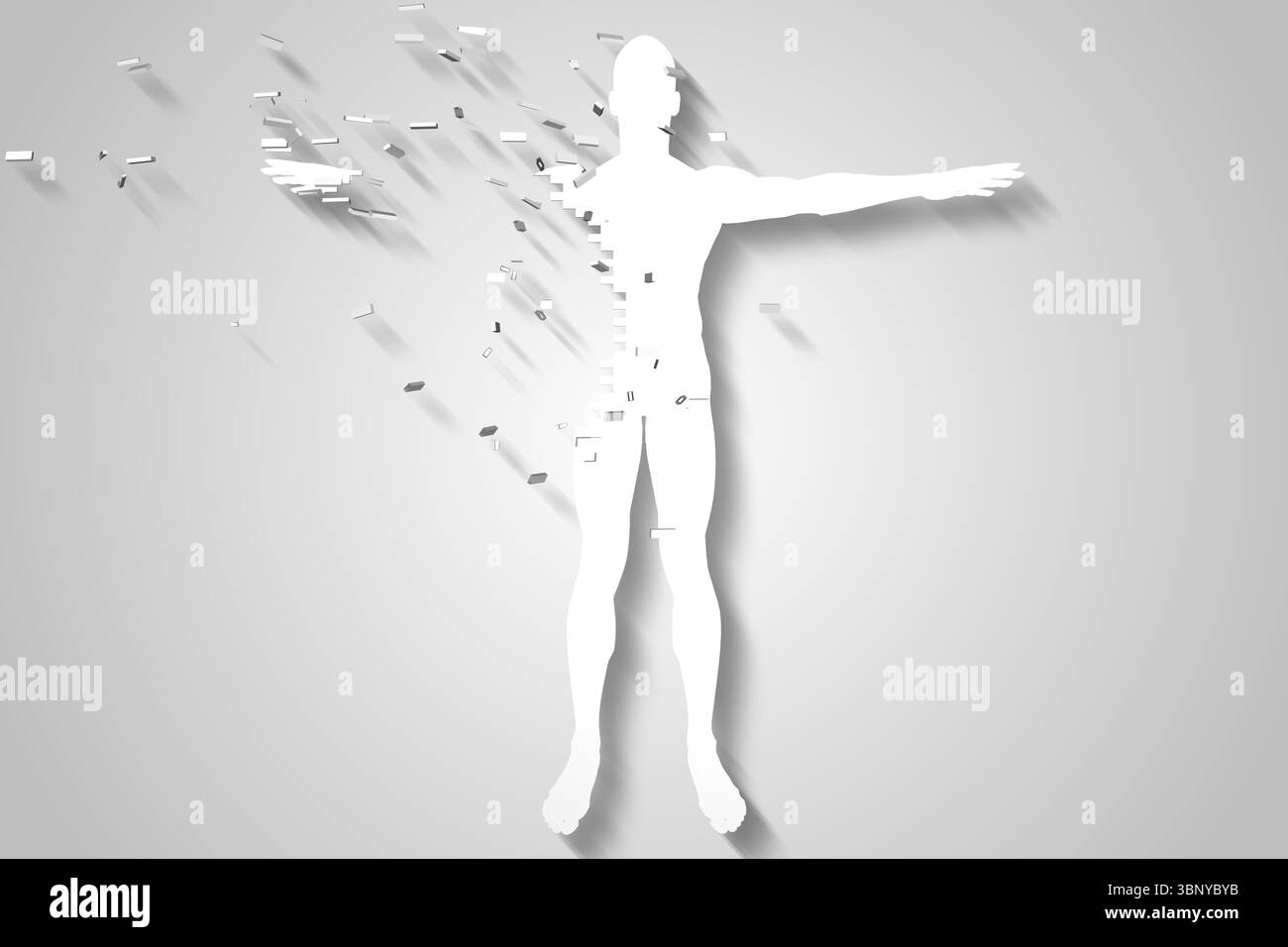 White jigsaw body breaking up Stock Photo