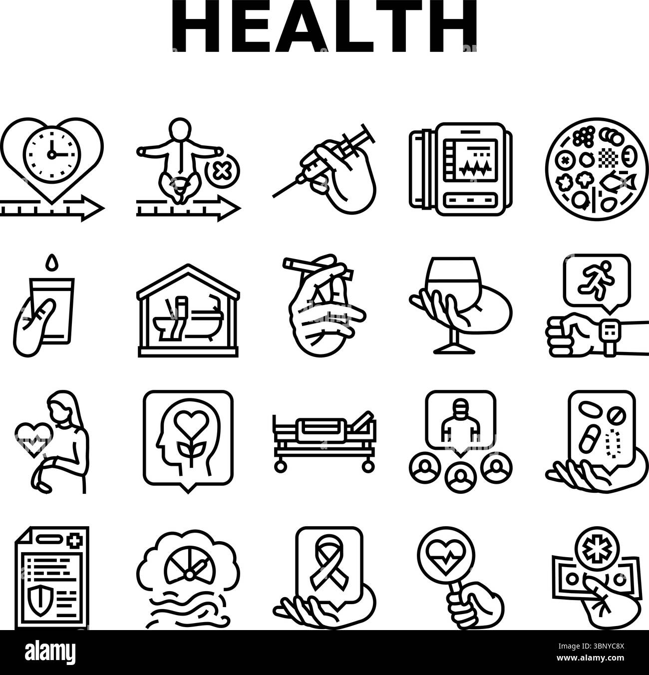 health indicators icons set vector Stock Vector