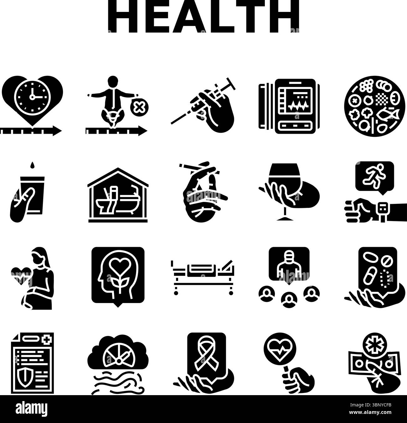 health indicators icons set vector Stock Vector