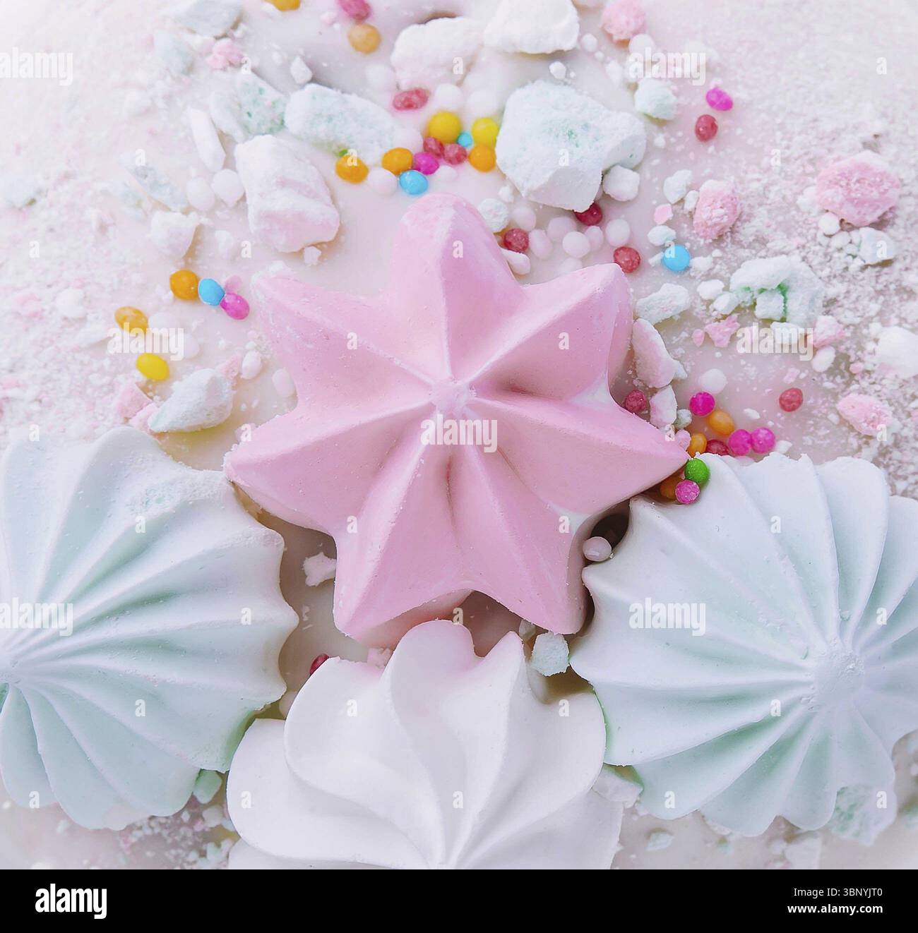 Traditional Easter cakes with meringue close up Stock Photo