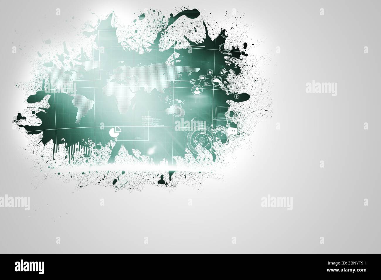 Splash on wall revealing technology interface Stock Photo Alamy