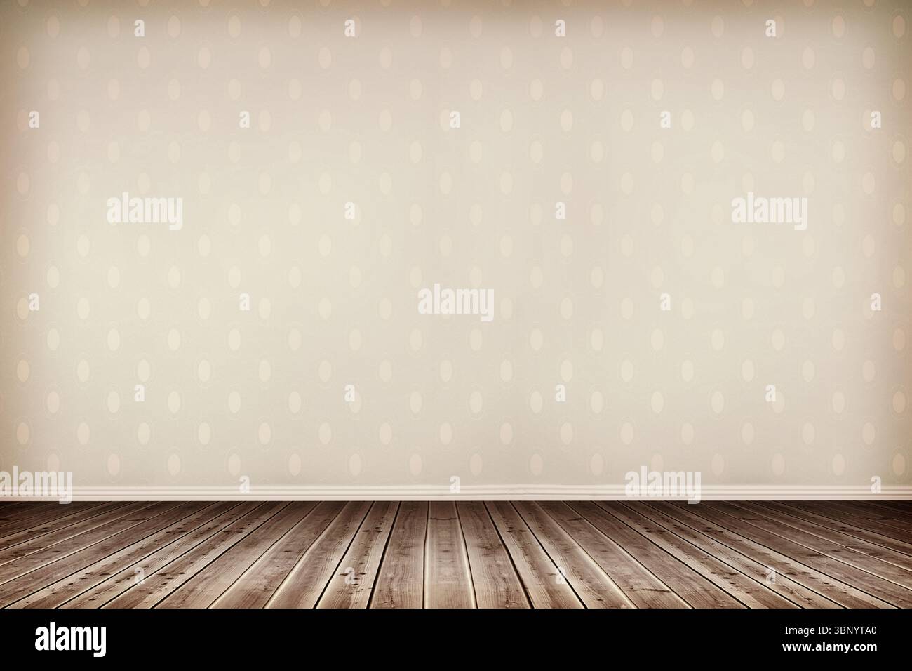 Flat-design vacant room showing wood flooring and beige oval-pattern ...