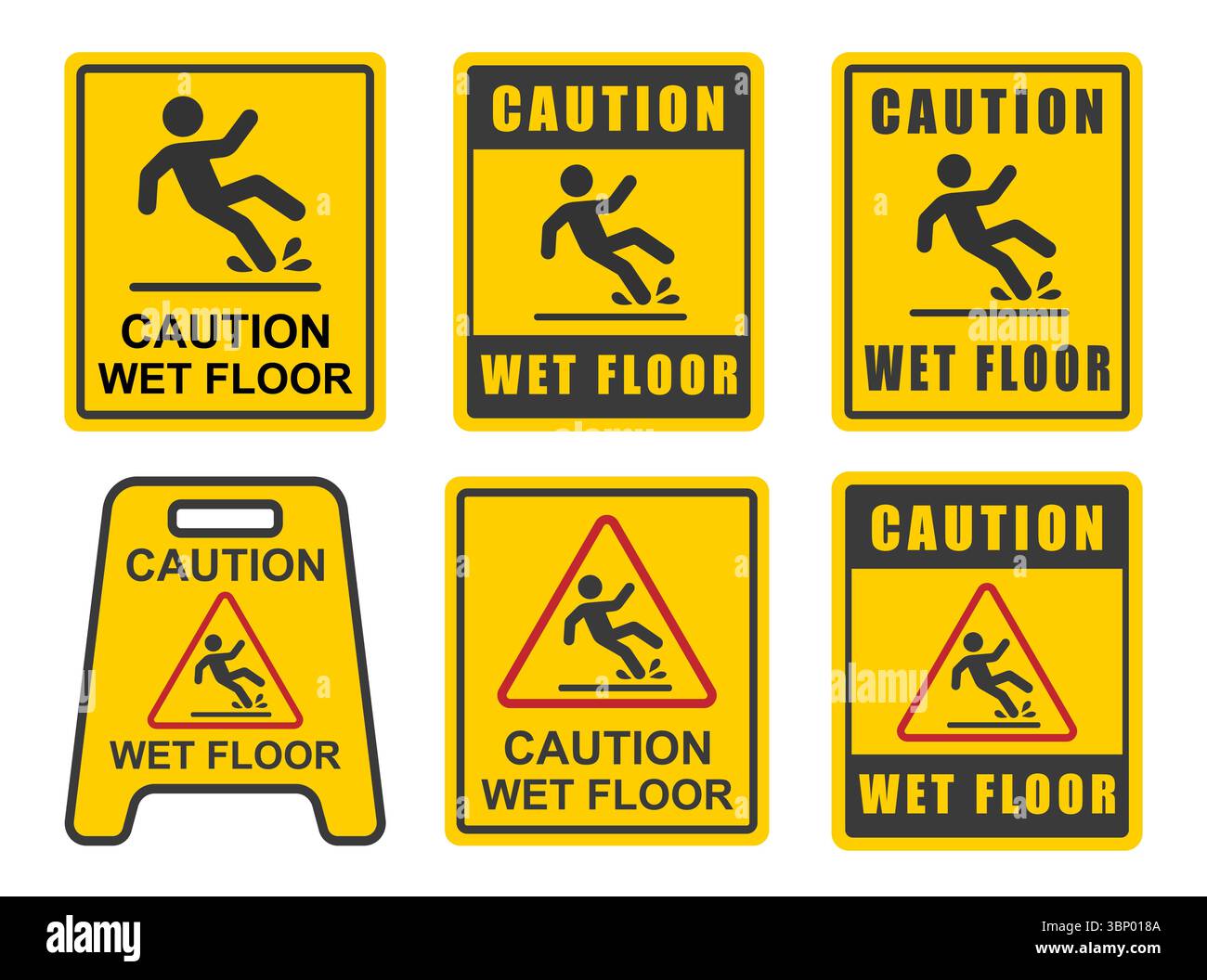 Caution Wet floor sign symbol. Warning Slippery floor Caution orange ...