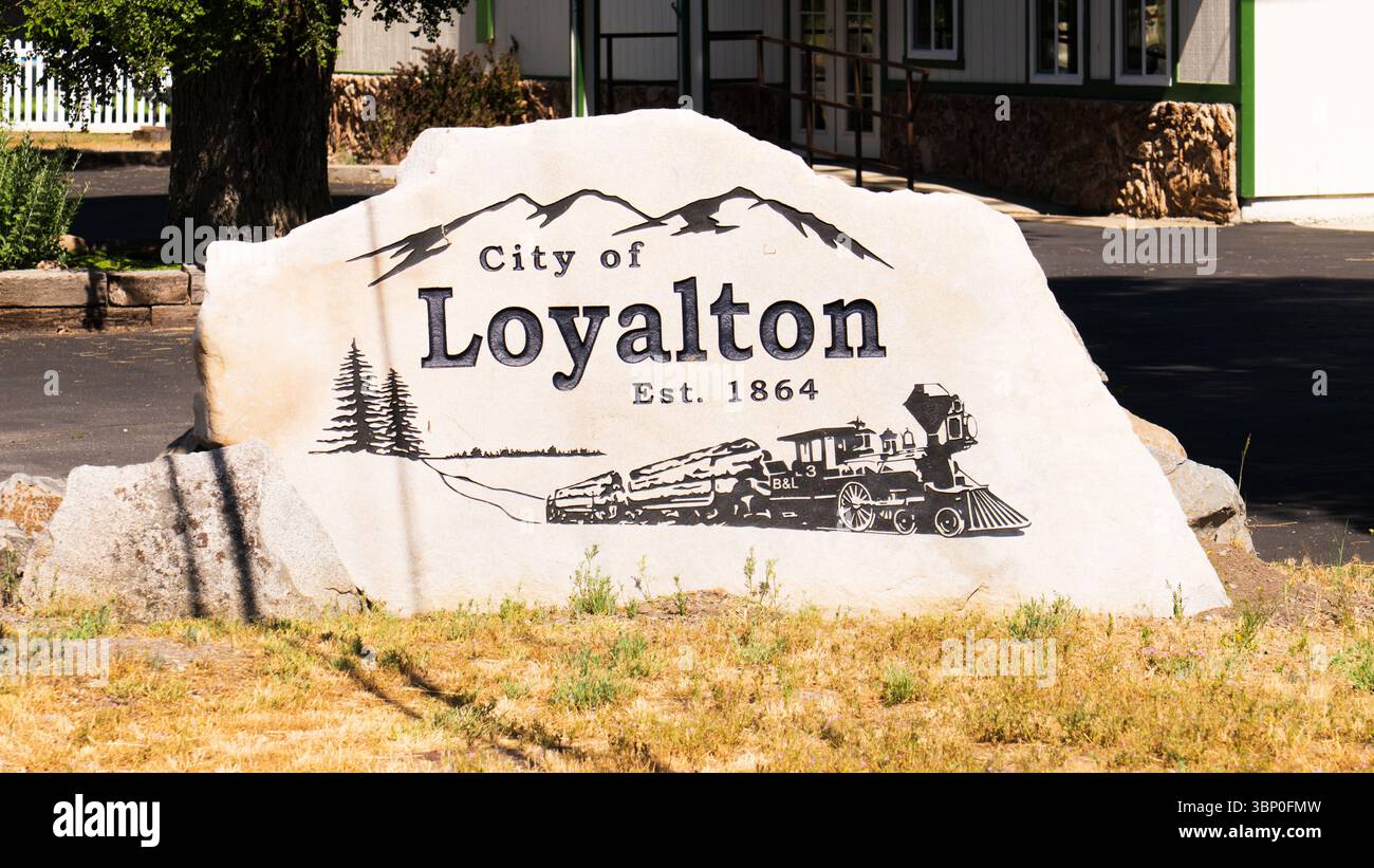 City of Loyalton, California, USA, welcome sign, rural town in northern California Stock Photo