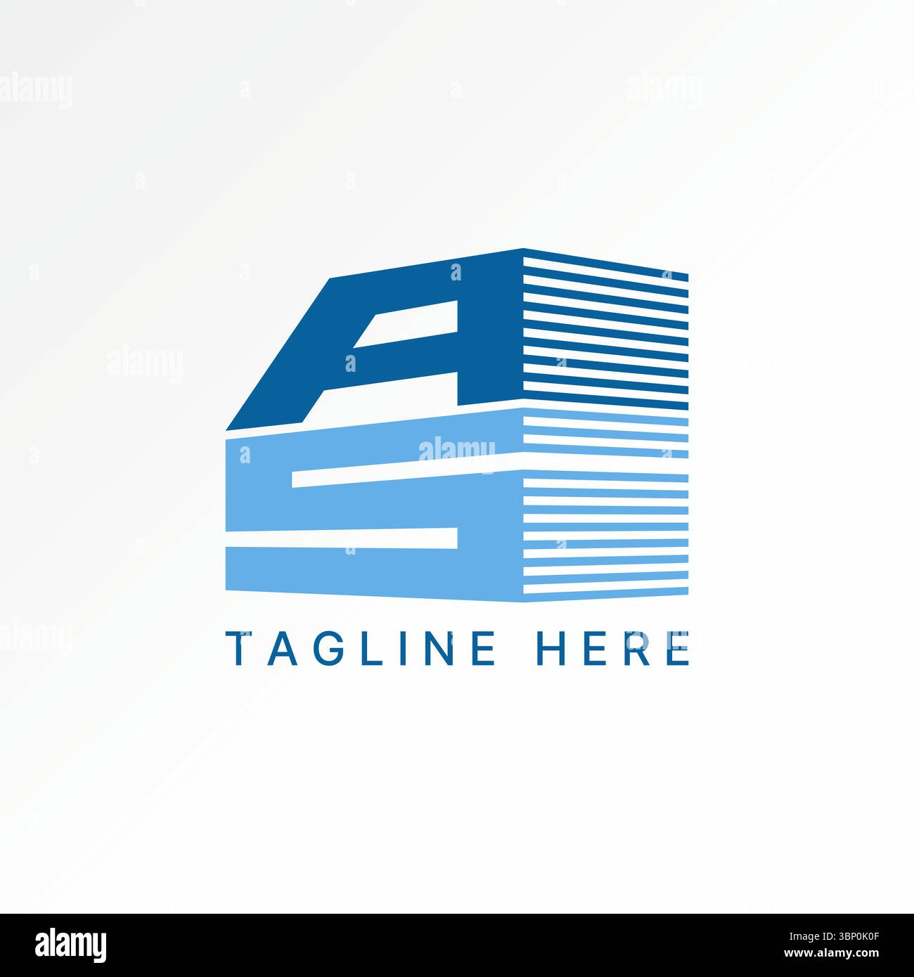 Logo design graphic concept creative premium vector stock image top sell initial AS font 3D cut shadow cubical placement to virtual scene construction Stock Vector