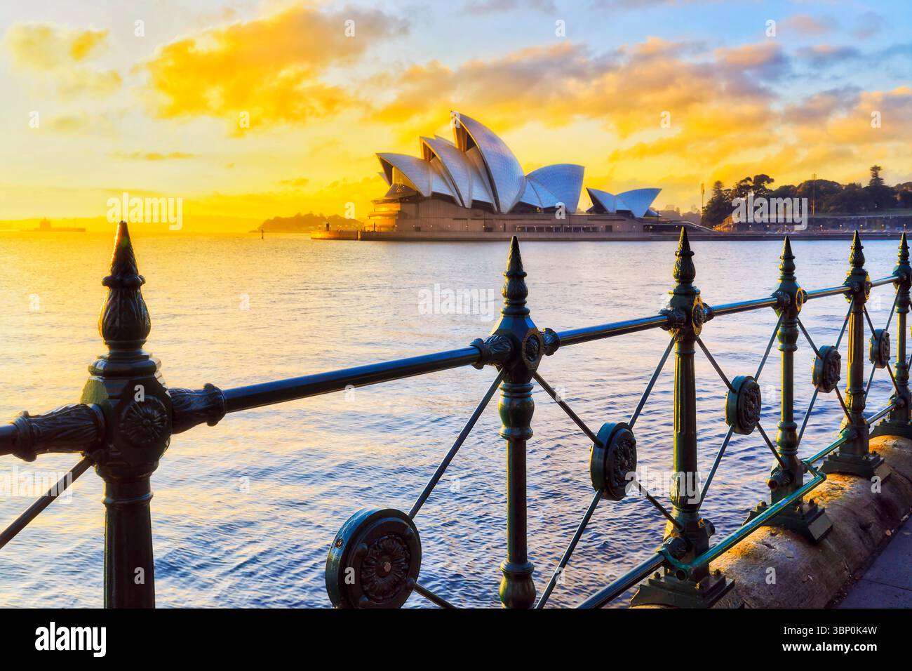 SYdney city waterfront on harbour in soft morning light - landmarks of Australia. Stock Photo
