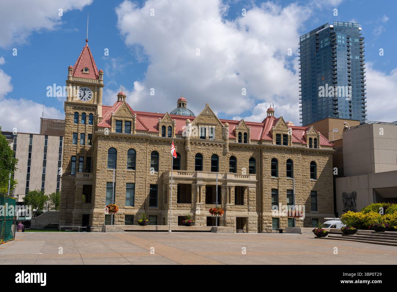 Calgary Historic City Hall and its clock tower in Calgary, Alberta ...