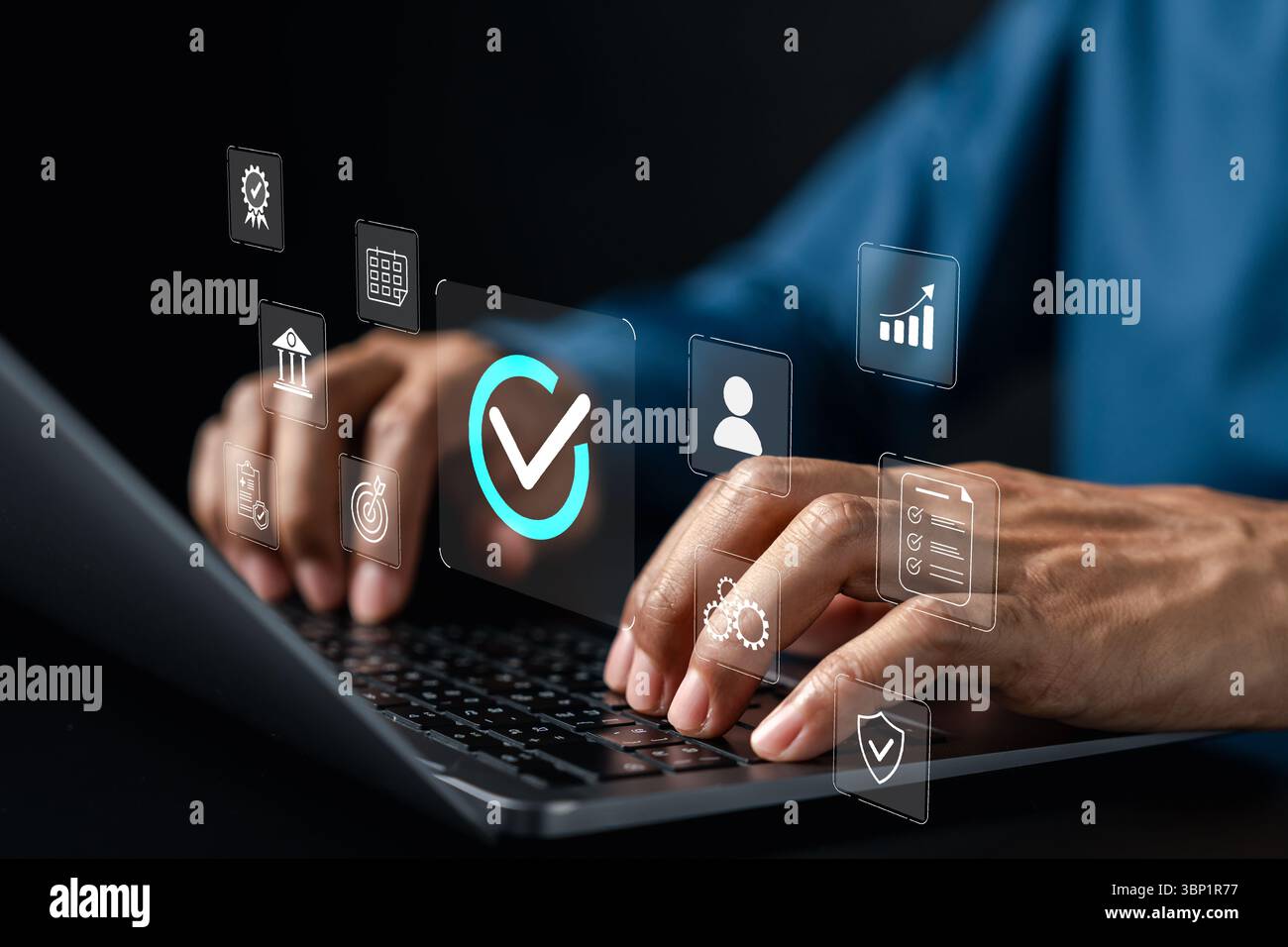 Digital checklist system task management, document verification, and workflow automation. Perfect Stock Photo