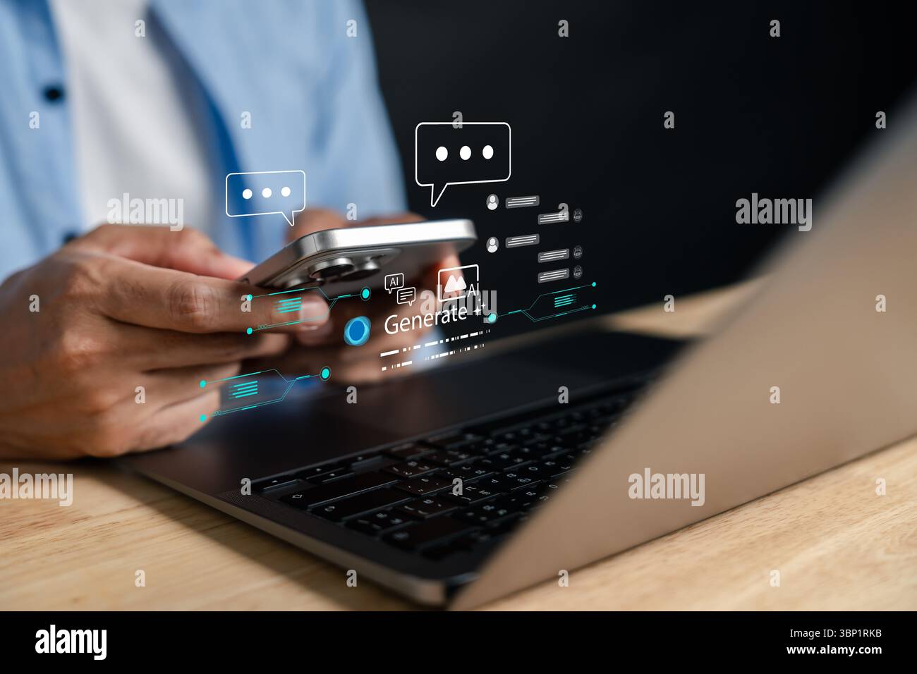 AI chatbot and content generation on mobile device for daily use, supporting smart conversation Stock Photo
