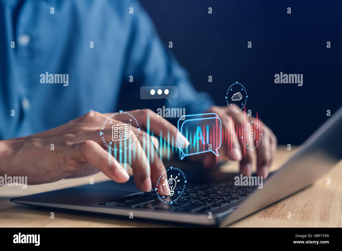 AI technology for workflow planning, data management, and cloud computing. Enhance automation, task Stock Photo