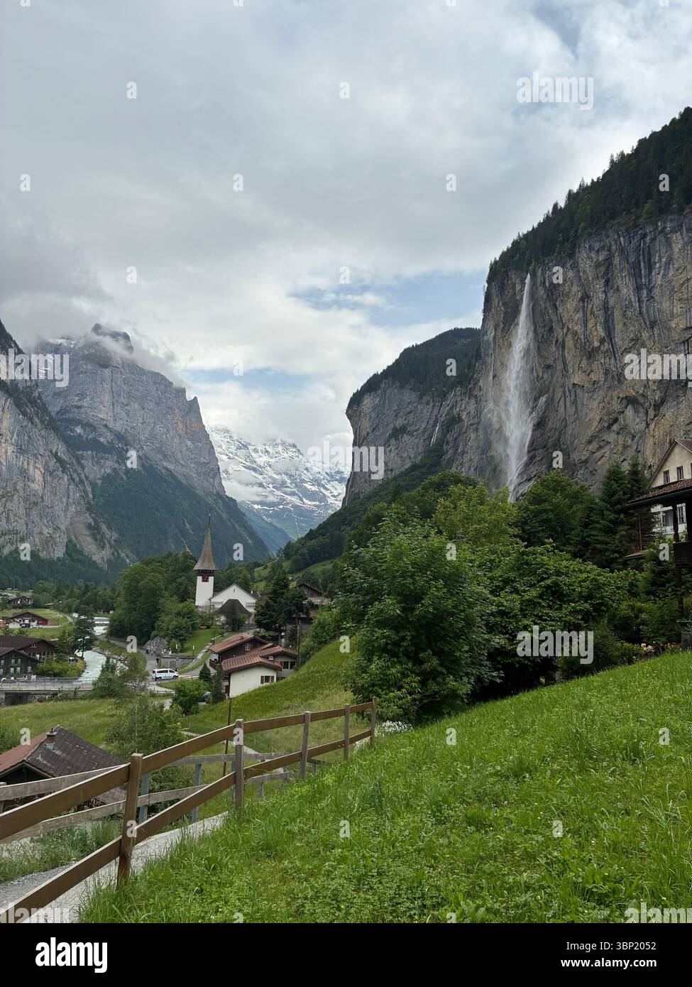 Waterfall in lauterbrunnen valley, switzerland - Smartphone Captured Stock Image