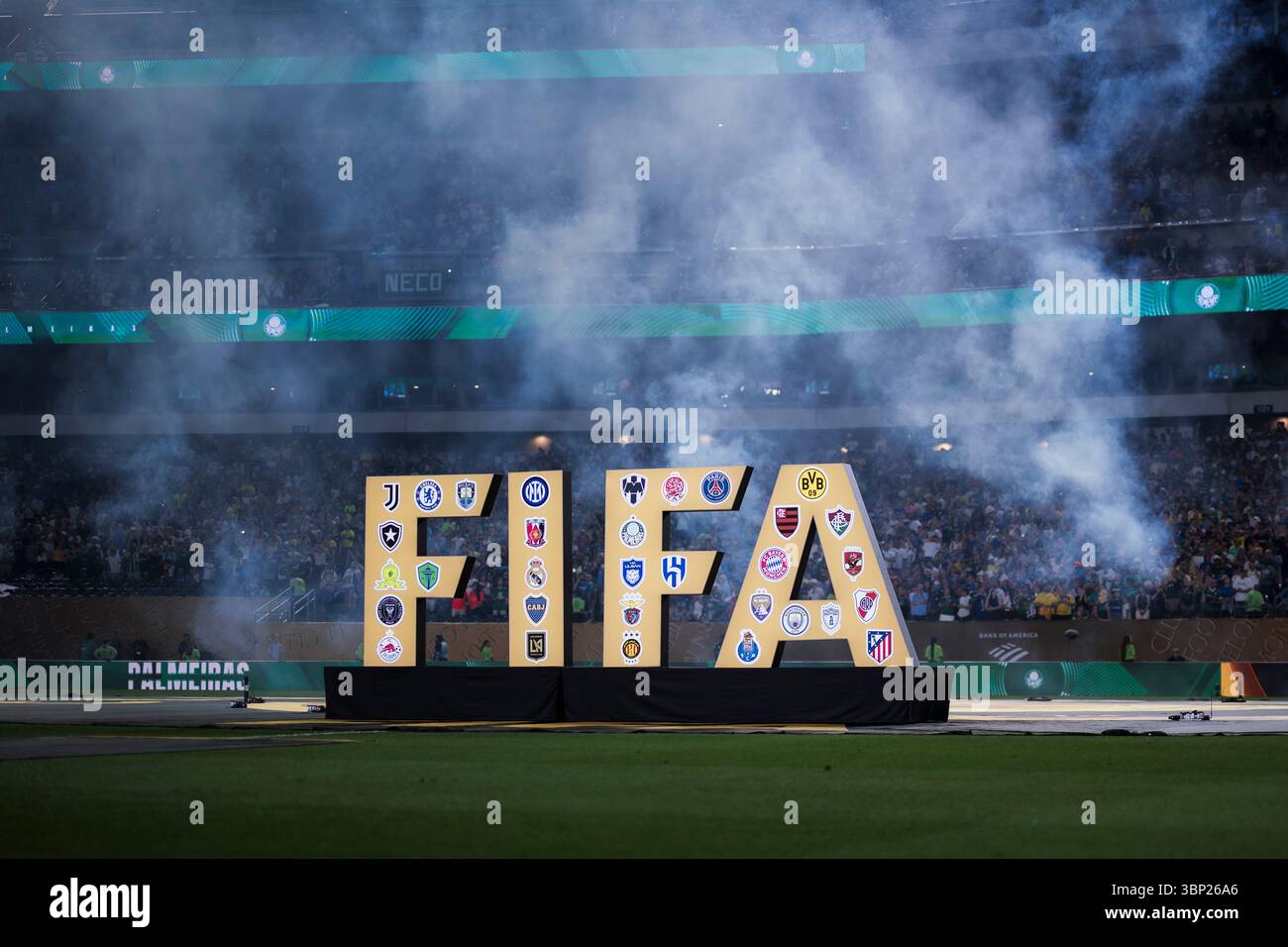 Fifa Writing The writing 'FIFA' with the crests of clubs is seen prior to the FIFA ...