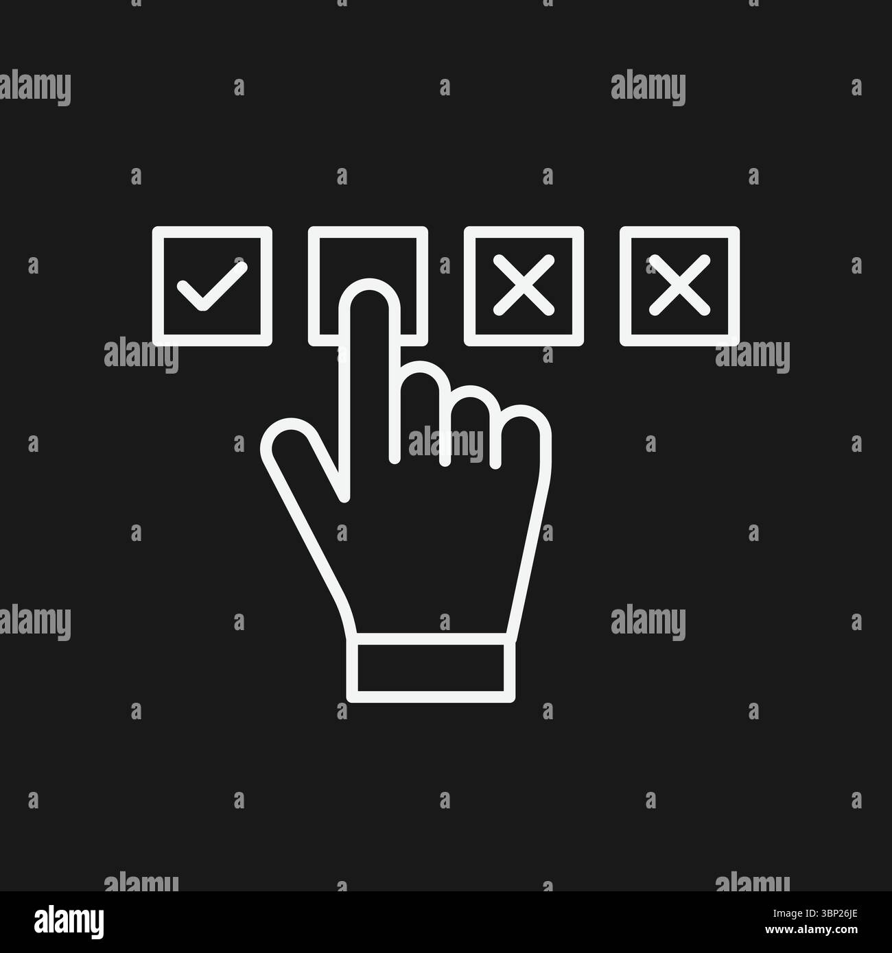 Choosing an Option Icon with Hand Selecting a Checkbox for Surveys ...