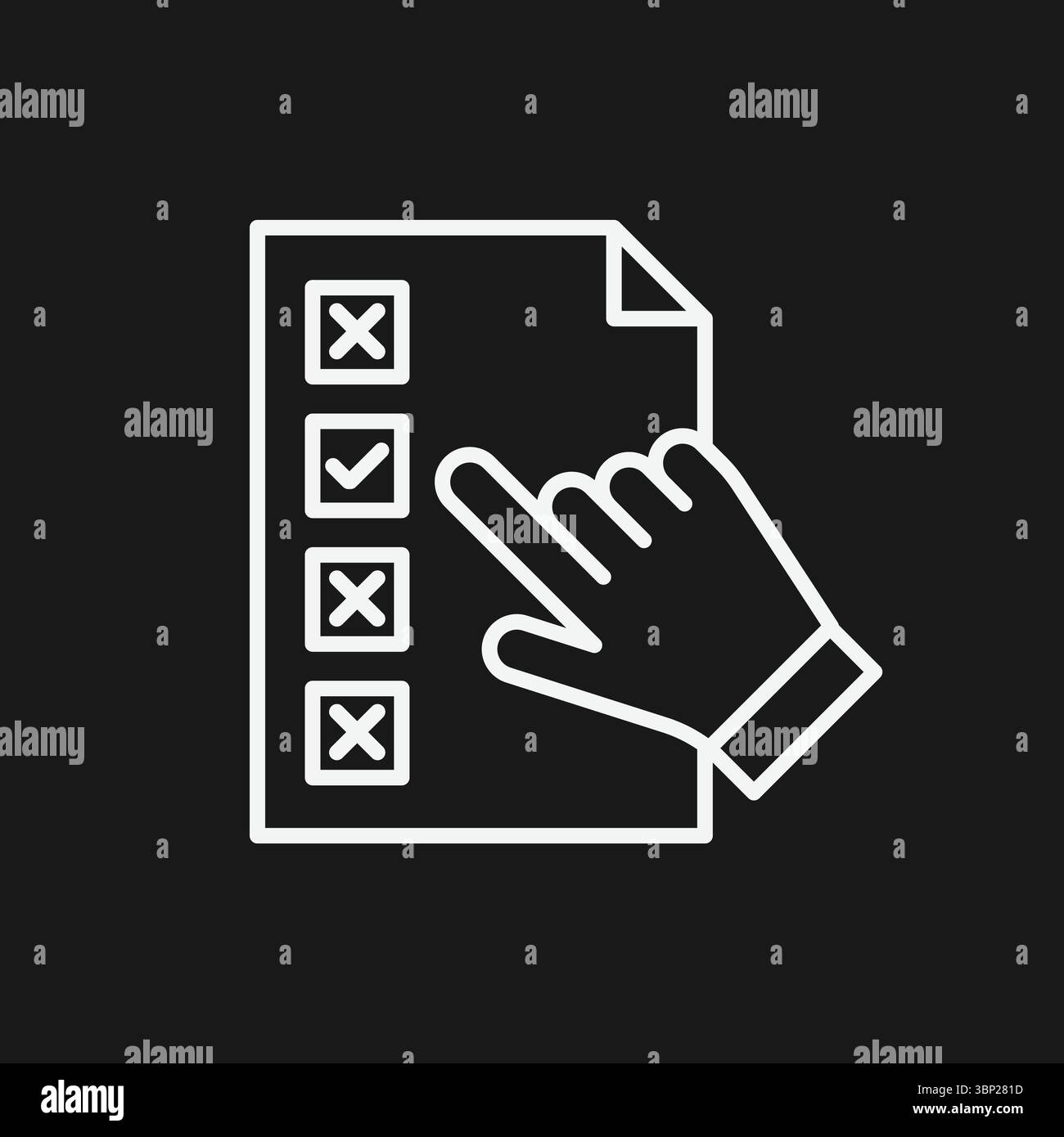 Online Survey and Checklist Icon with Hand Selecting an Answer on a ...