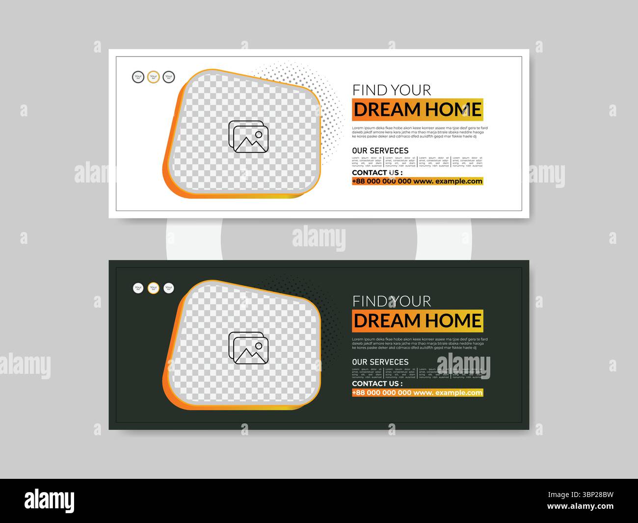 Home sale real estate facebook cover and web banner for real estate business Stock Vector