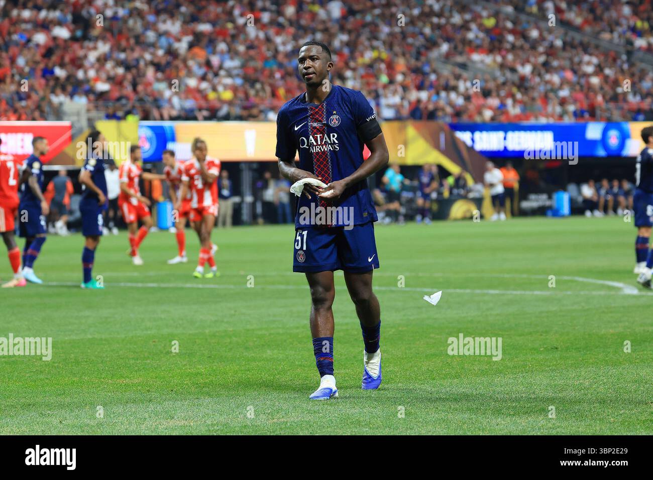 ATLANTA, GA - JULY 05: PSG defender William Pacho (51) leaves the pitch ...