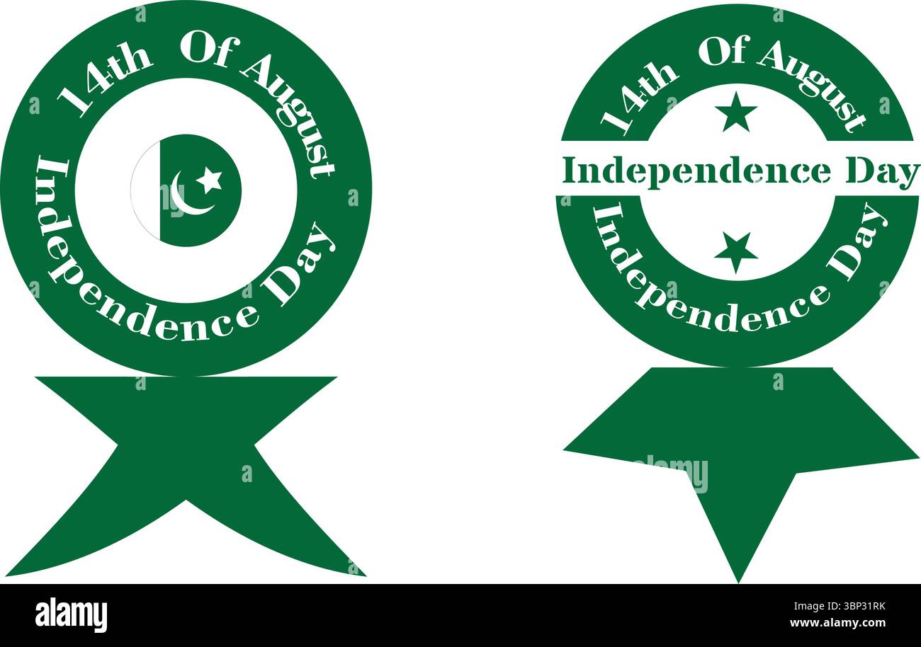 Award Ribbon Badge with Crescent and Independence Day Text for Pakistan Vector Stock Vector
