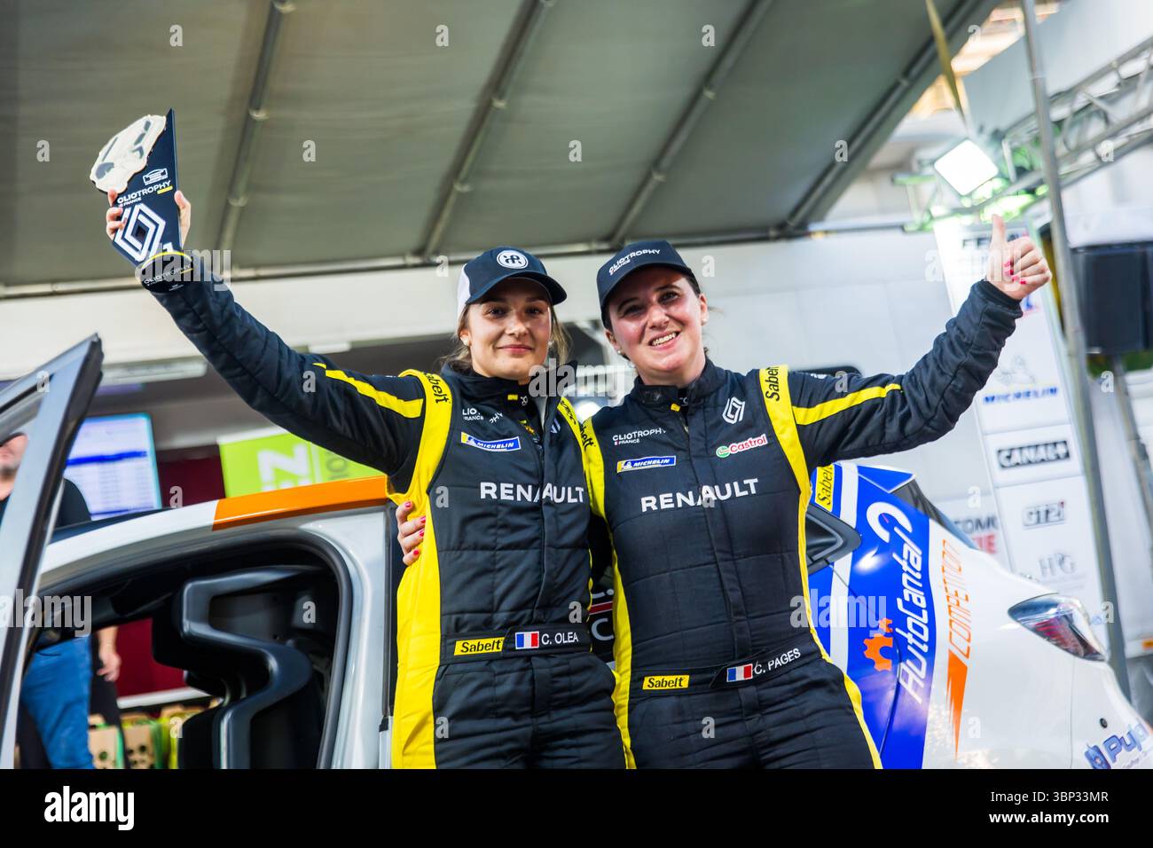 Rodez, France. 05th July, 2025. OLEA Charlotte, PAGES Cecile, Renault Clio Rally5, portrait during the Rallye Aveyron Rouergue - Occitanie 2025, 5th round of the Championnat de France des Rallyes 2025, from July 4 to 5, 2025 in Rodez, France - Photo Bastien Roux/DPPI Credit: DPPI Media/Alamy Live News Stock Photo