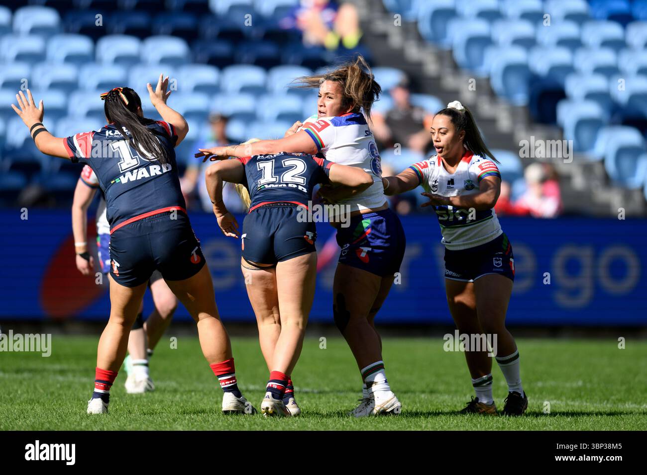 Harata Butler of the Warriors is tackled during the NRLW Round 1 match ...