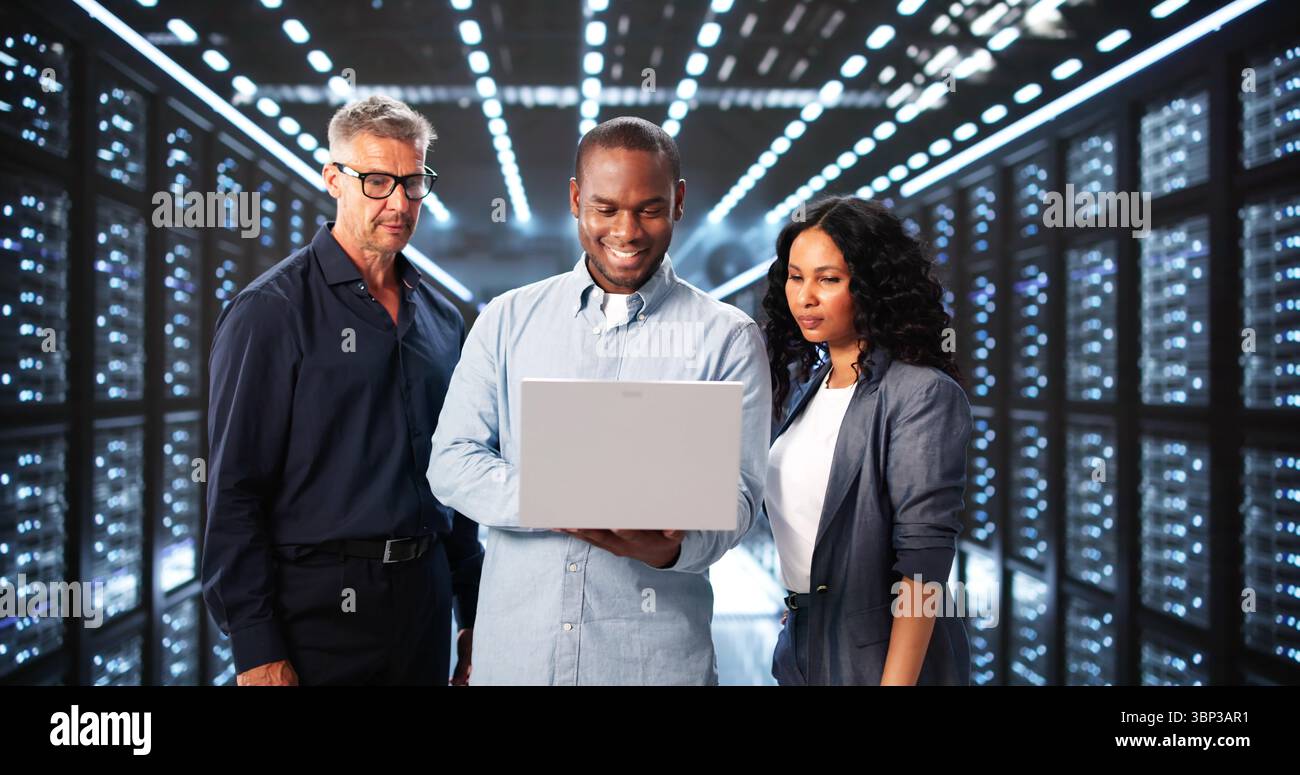 Innovative Engineer Implements Cloud Technology For Digital Transformation Project Stock Photo