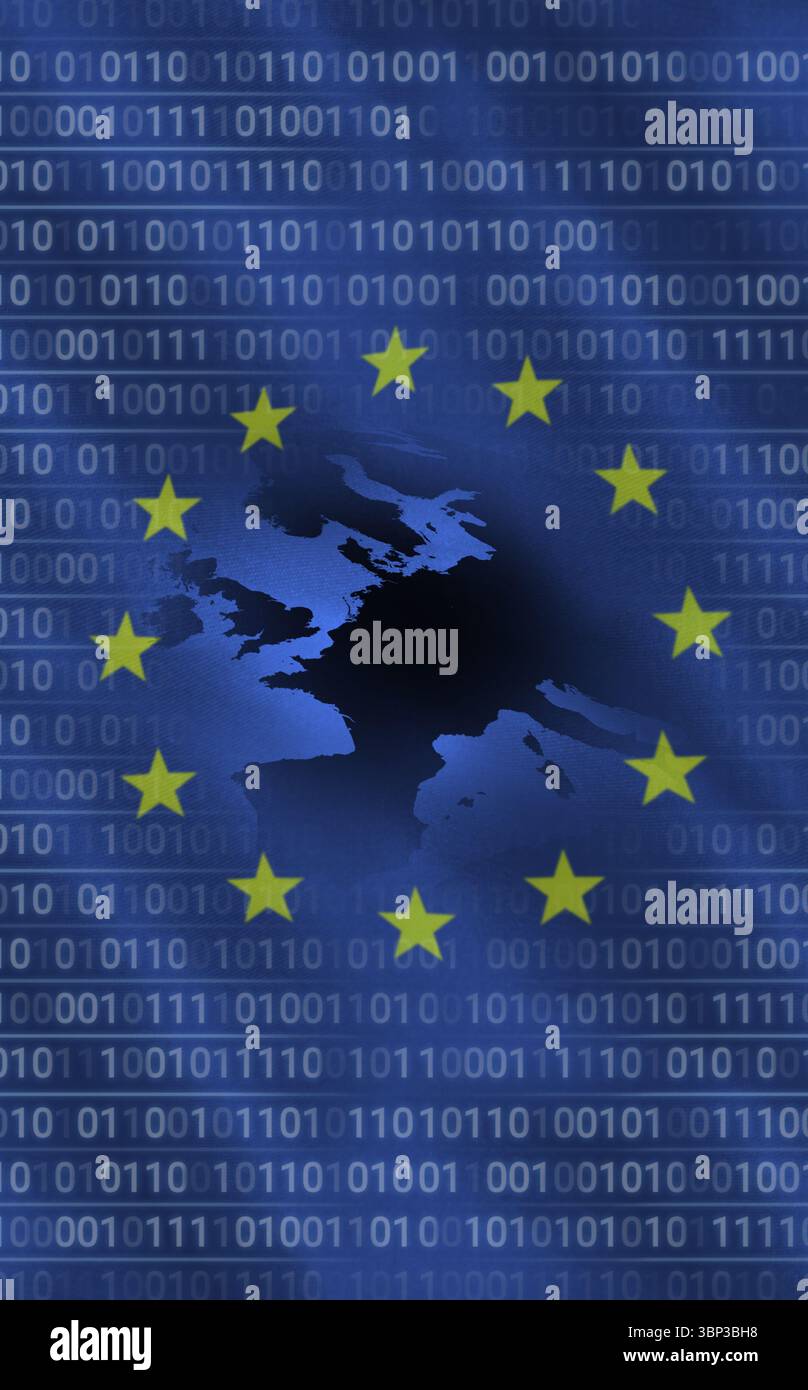 European union flag with binary codes Stock Photo - Alamy