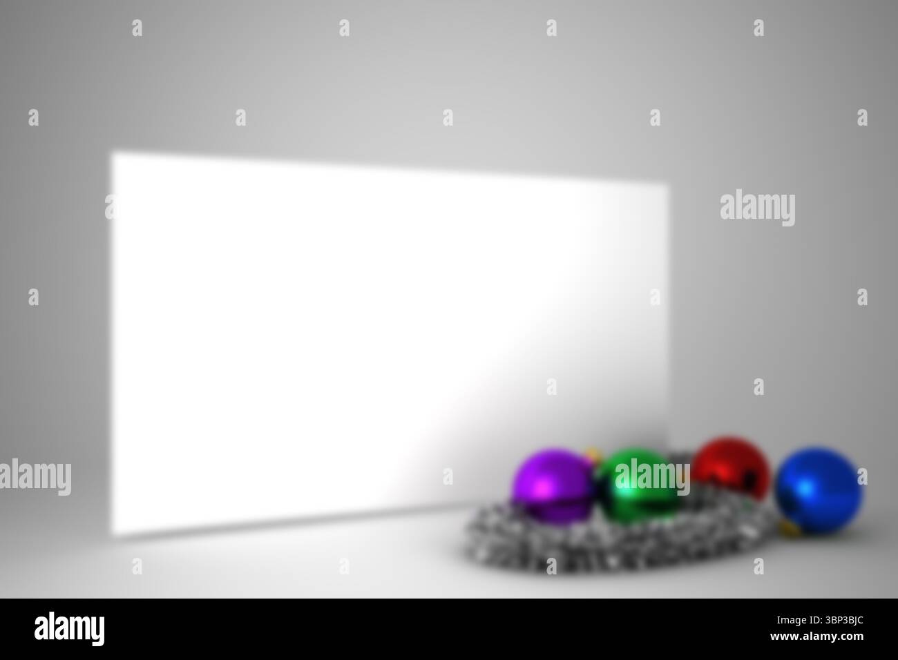Blurry poster with christmas baubles Stock Photo