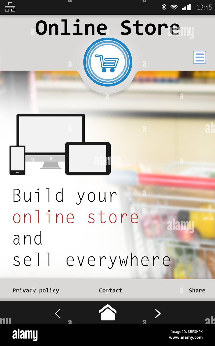 Device screen with online shopping site Stock Photo