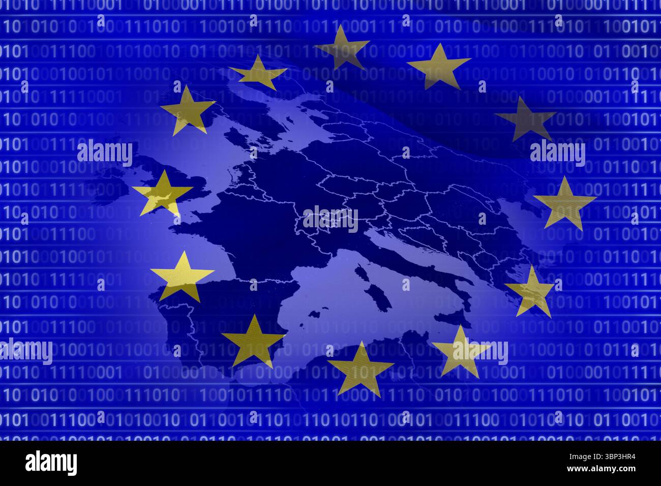 European union flag with binary codes Stock Photo - Alamy