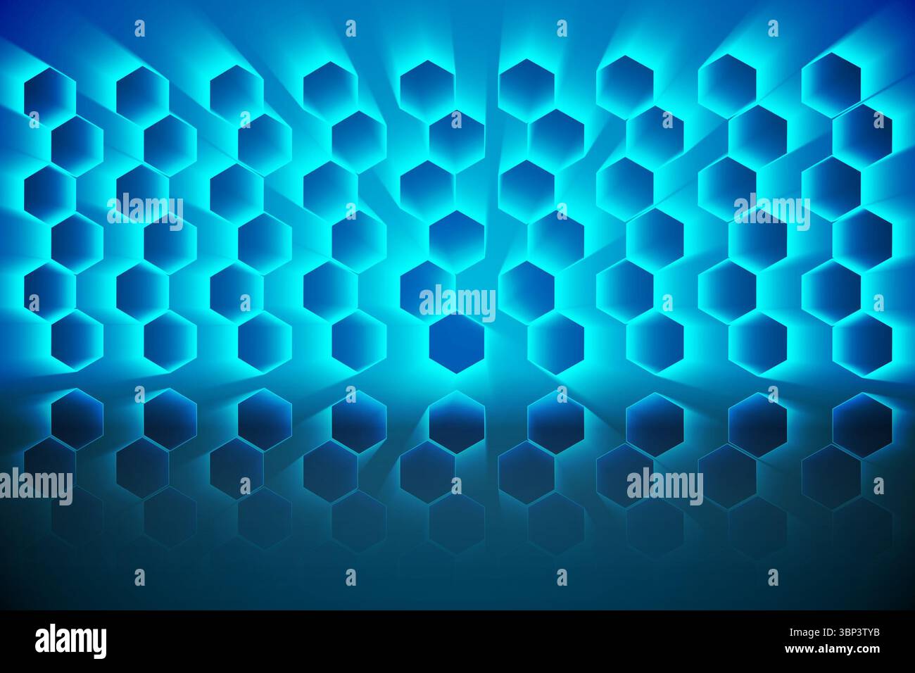 Black background with shiny hexagons Stock Photo