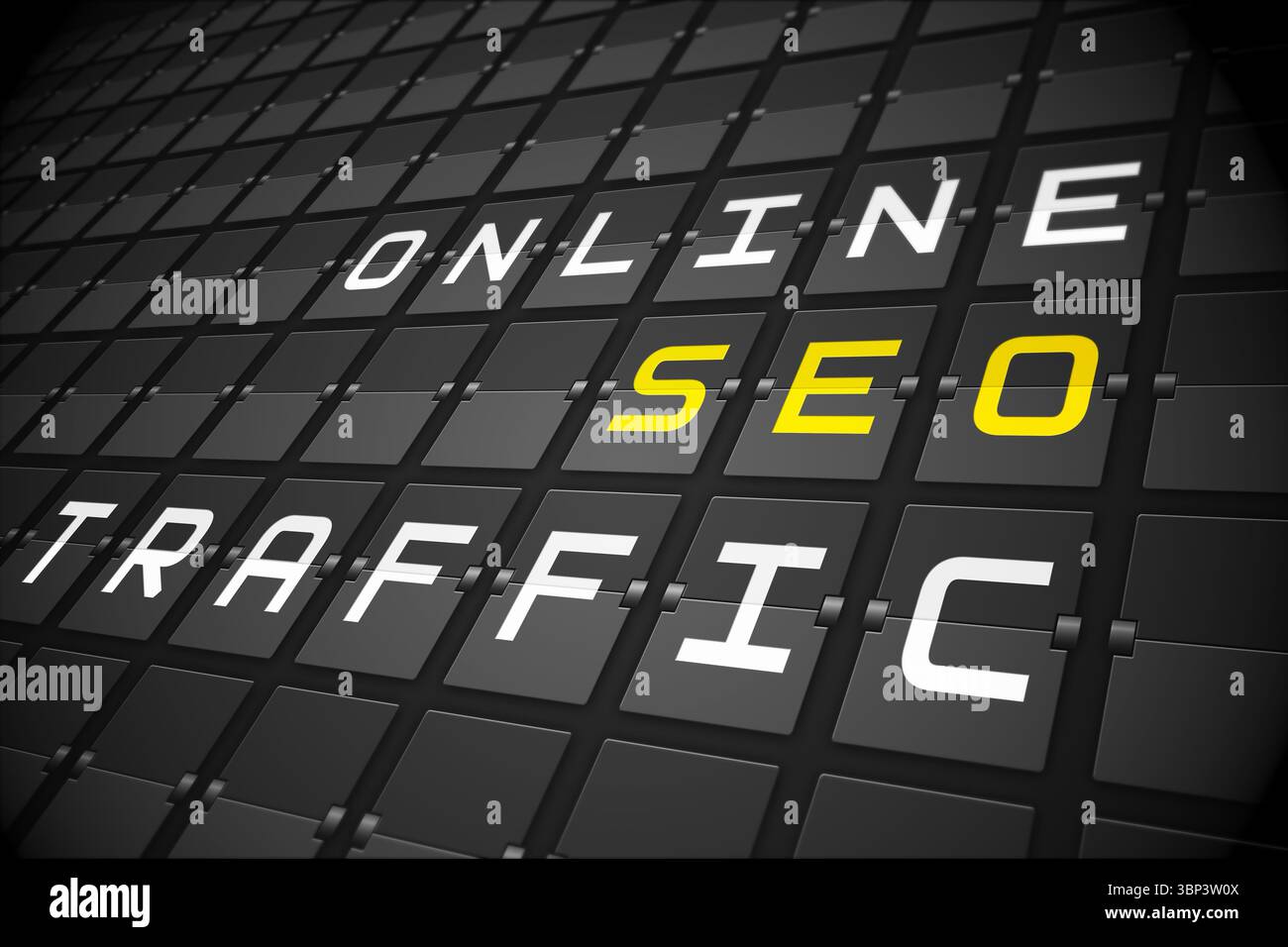 Seo buzzwords on black mechanical board Stock Photo