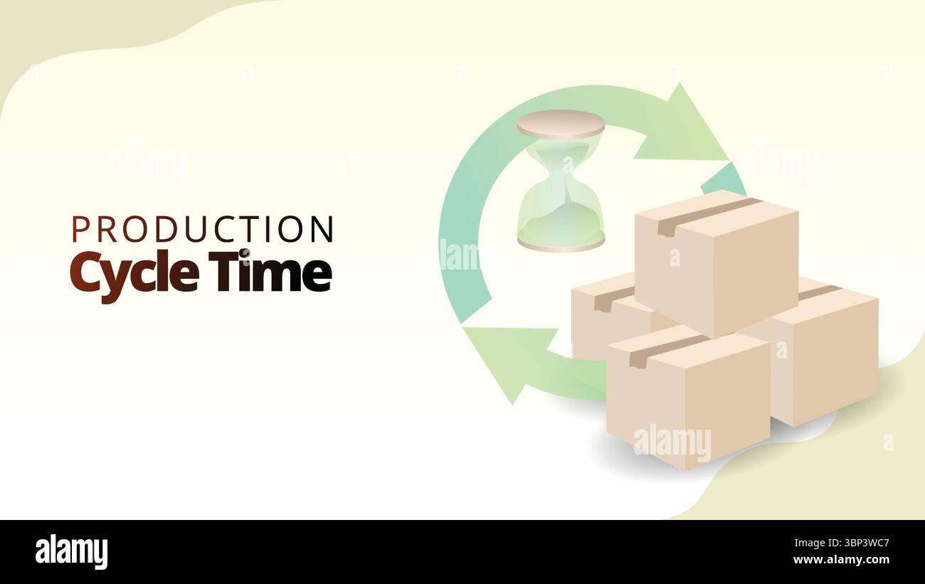 production cycle time concept. The time required to complete one production or distribution cycle. supply chain management illustration vector illustr Stock Vector