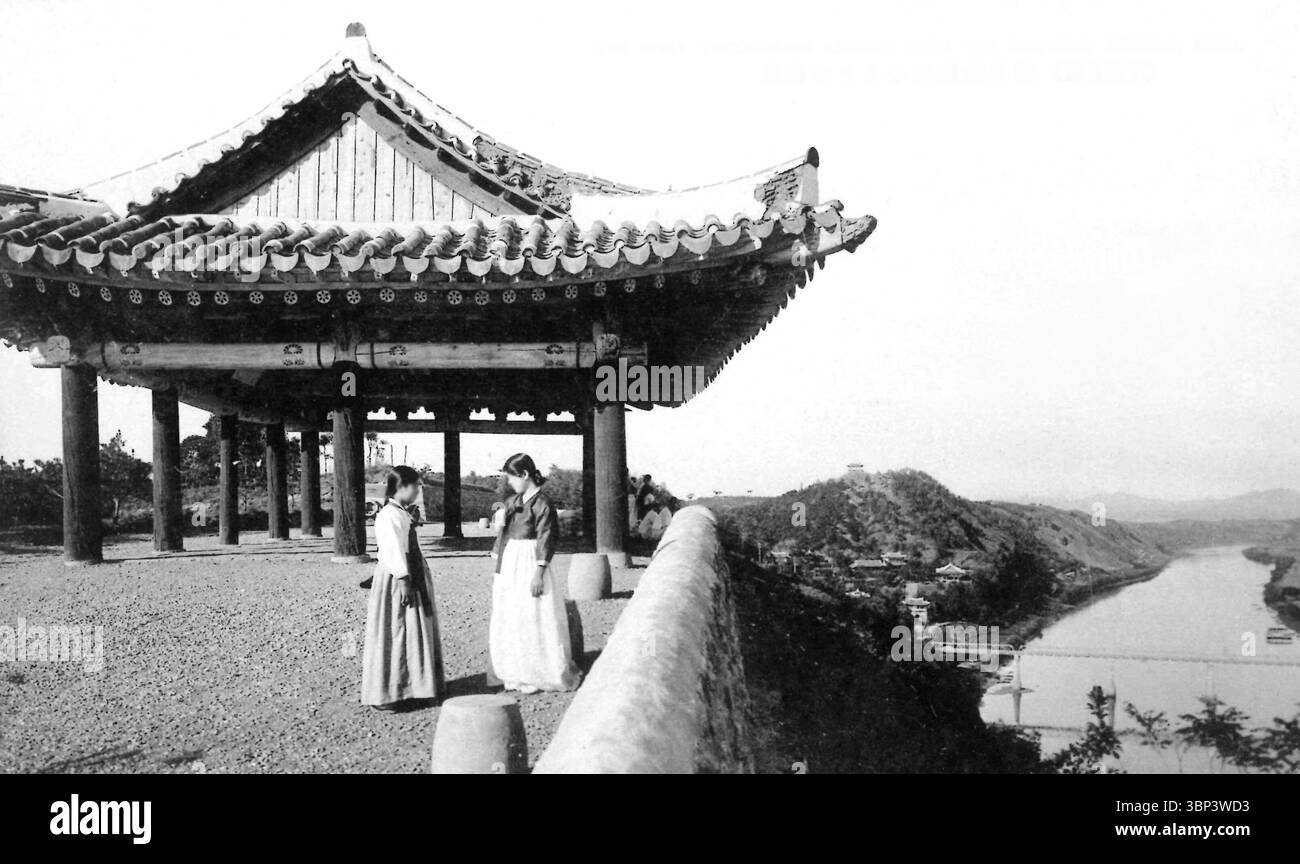 Vintage photo of Moranbong (Moran Hill) in Pyongyang city, North Korea ...
