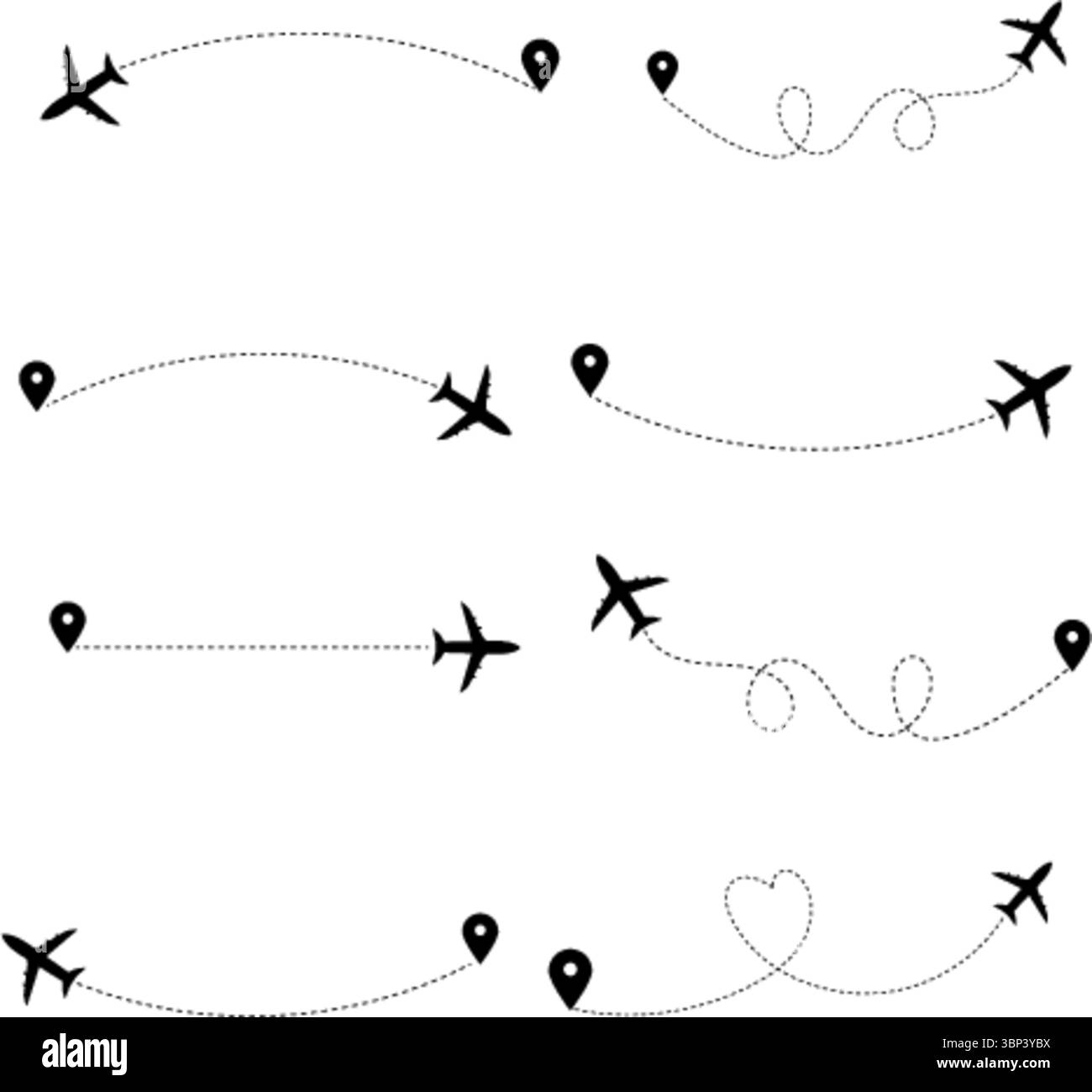 Airplane Flight Route Icon - Dotted Line Travel Design - Airplane line ...