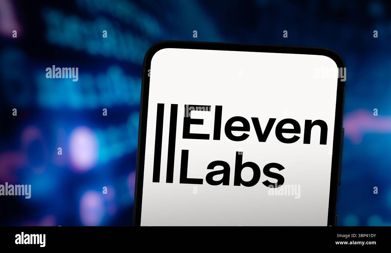 Elevenlabs realistic voice AI platform company Stock Photo