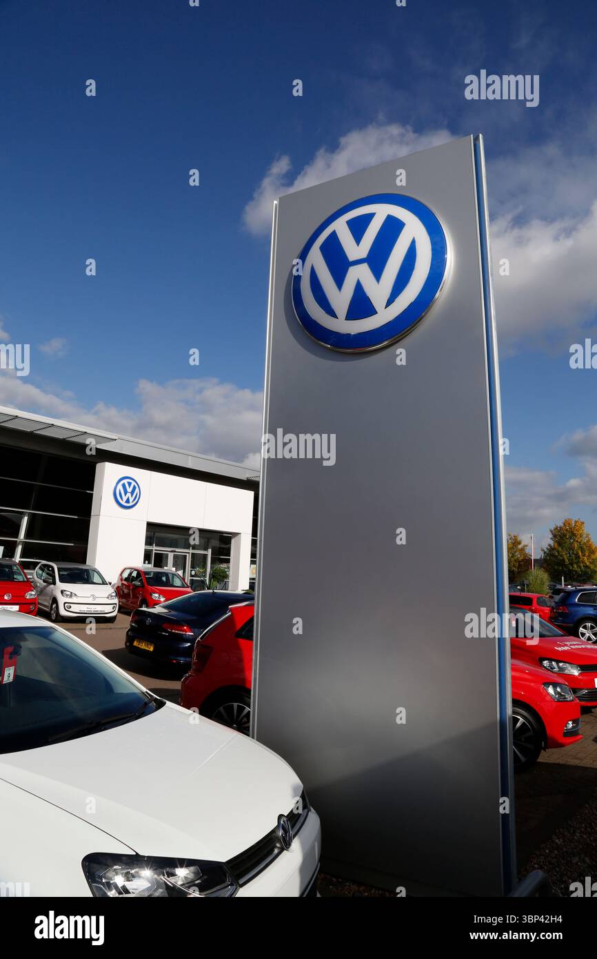 Volkswagen VW car dealership corporate sign and logo In Sheffield ...