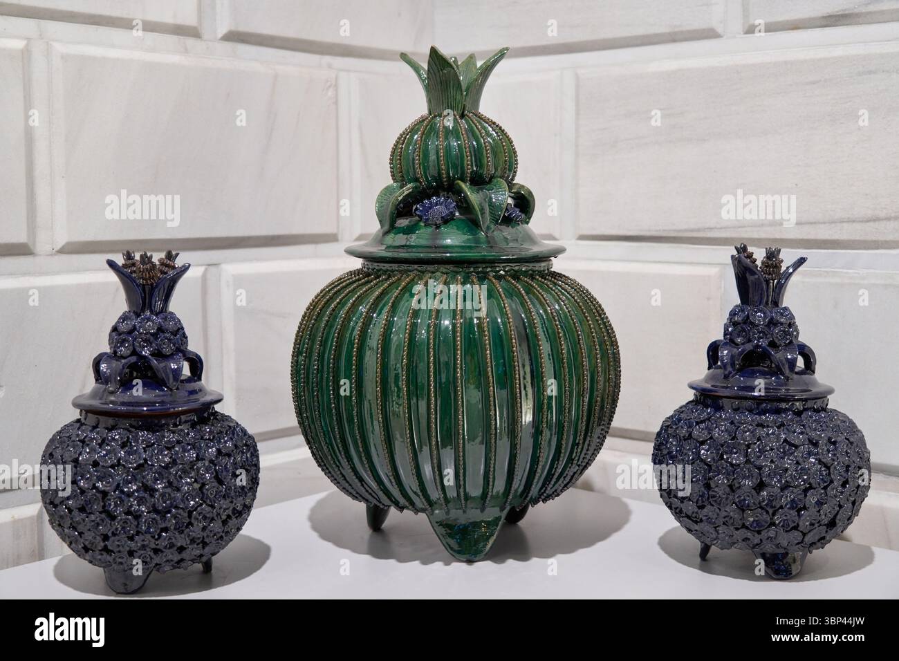 Biznaga and Comanjas, 2018, Hilario Alejos Madrigal, Mexican artisan ceramics Stock Photo