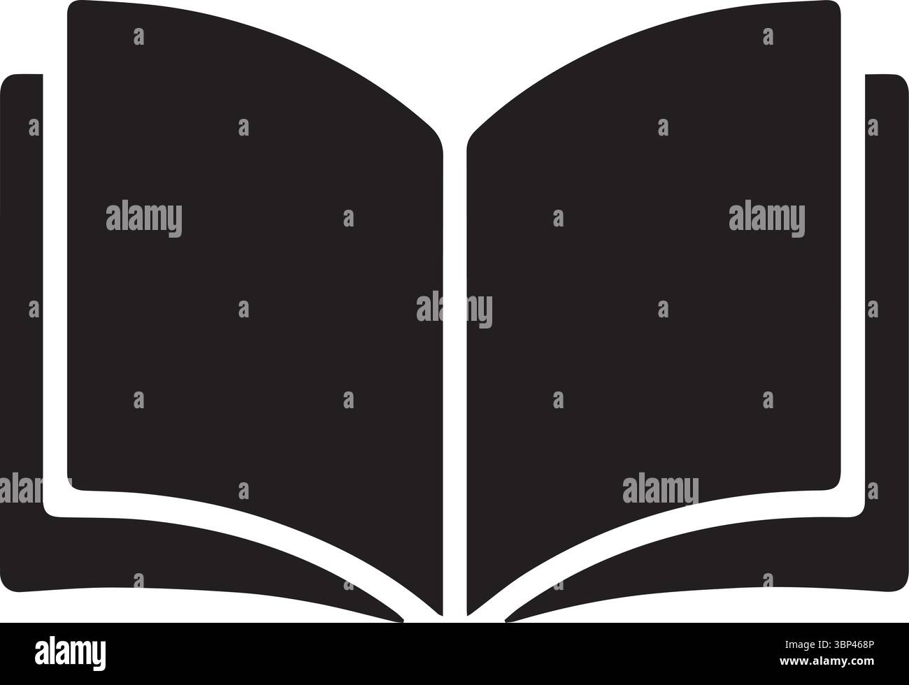 Minimalist Silhouette of Open Book Icon in Black and White Stock Vector ...
