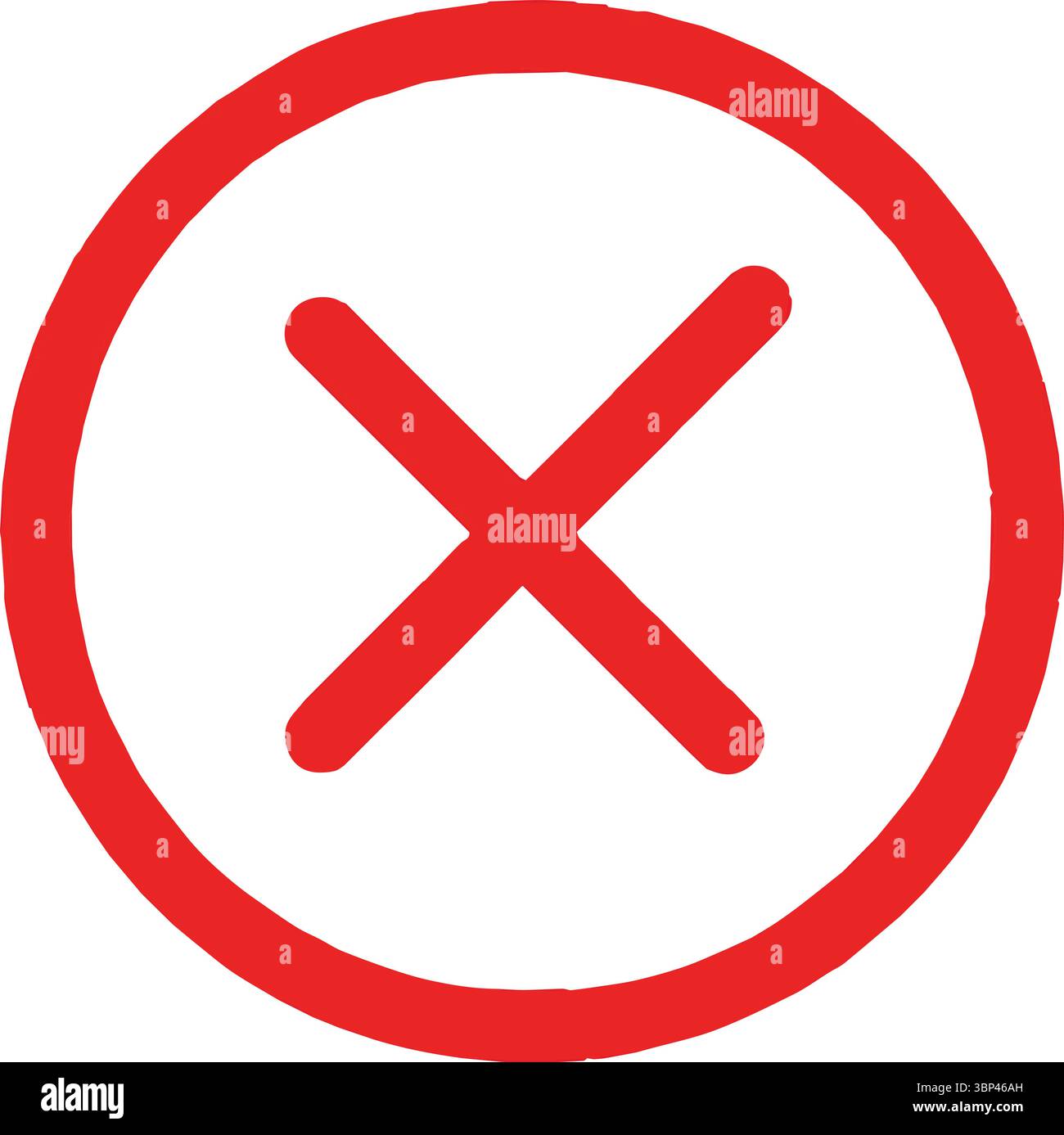 Red Cross Symbol Inside Circle for Error or Prohibited Actions Stock Vector
