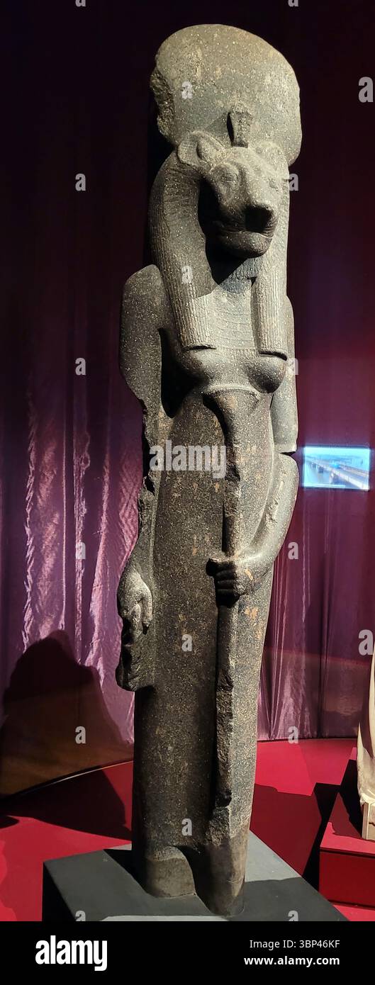 A photograph of an ancient Egyptian statue of the goddess Sekhmet ...