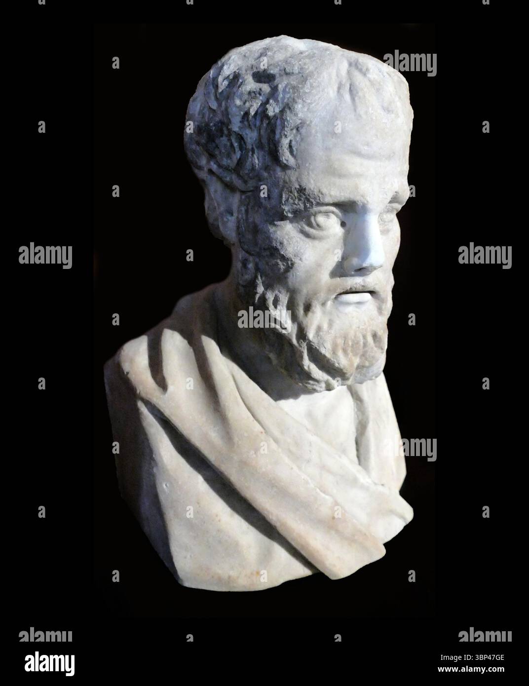 A marble bust of the ancient Greek orator Isocrates, based on an ...