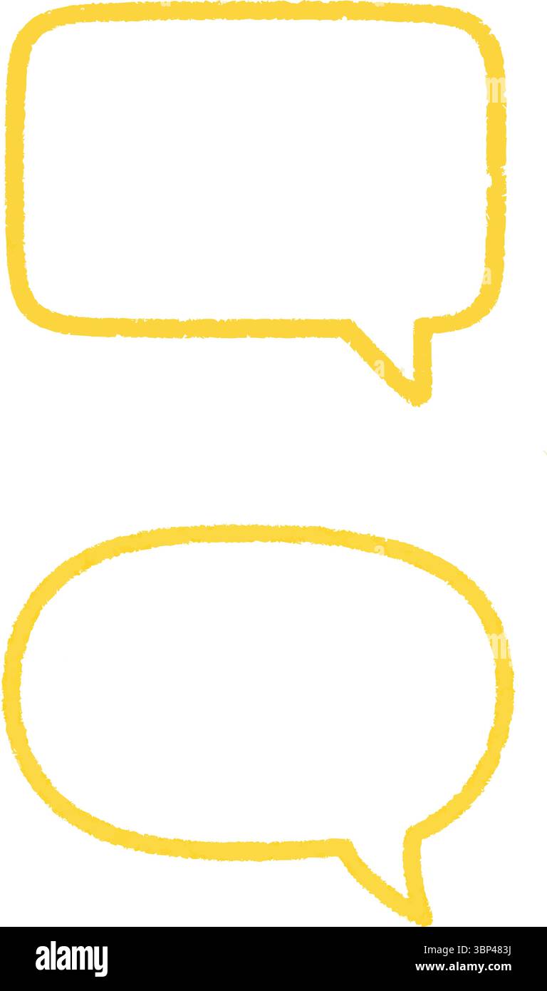 Minimalist Yellow Speech Bubbles Outline on White Background Stock Vector